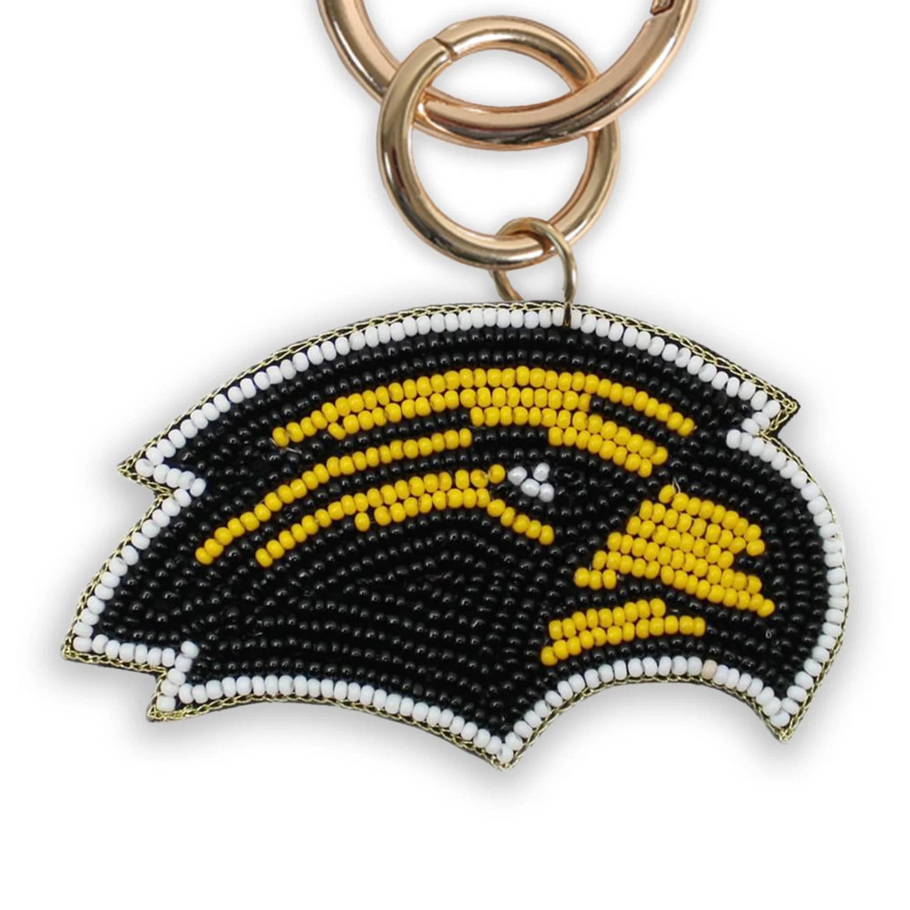 Beaded Purse Charm / Key Ring with Eagle Head