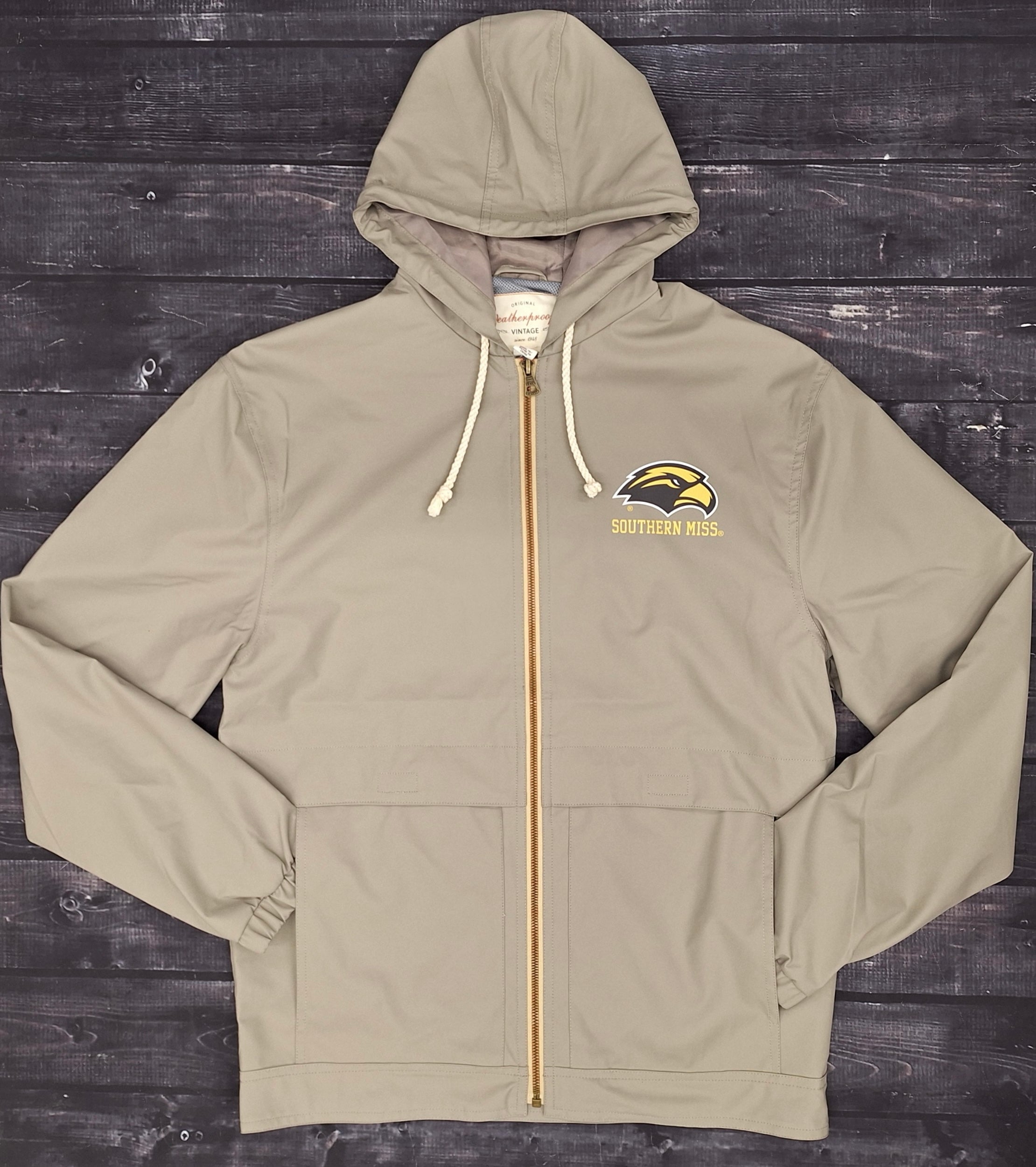 Vintage Rain Jacket Hooded Full Zip with Eagle Head Southern Miss