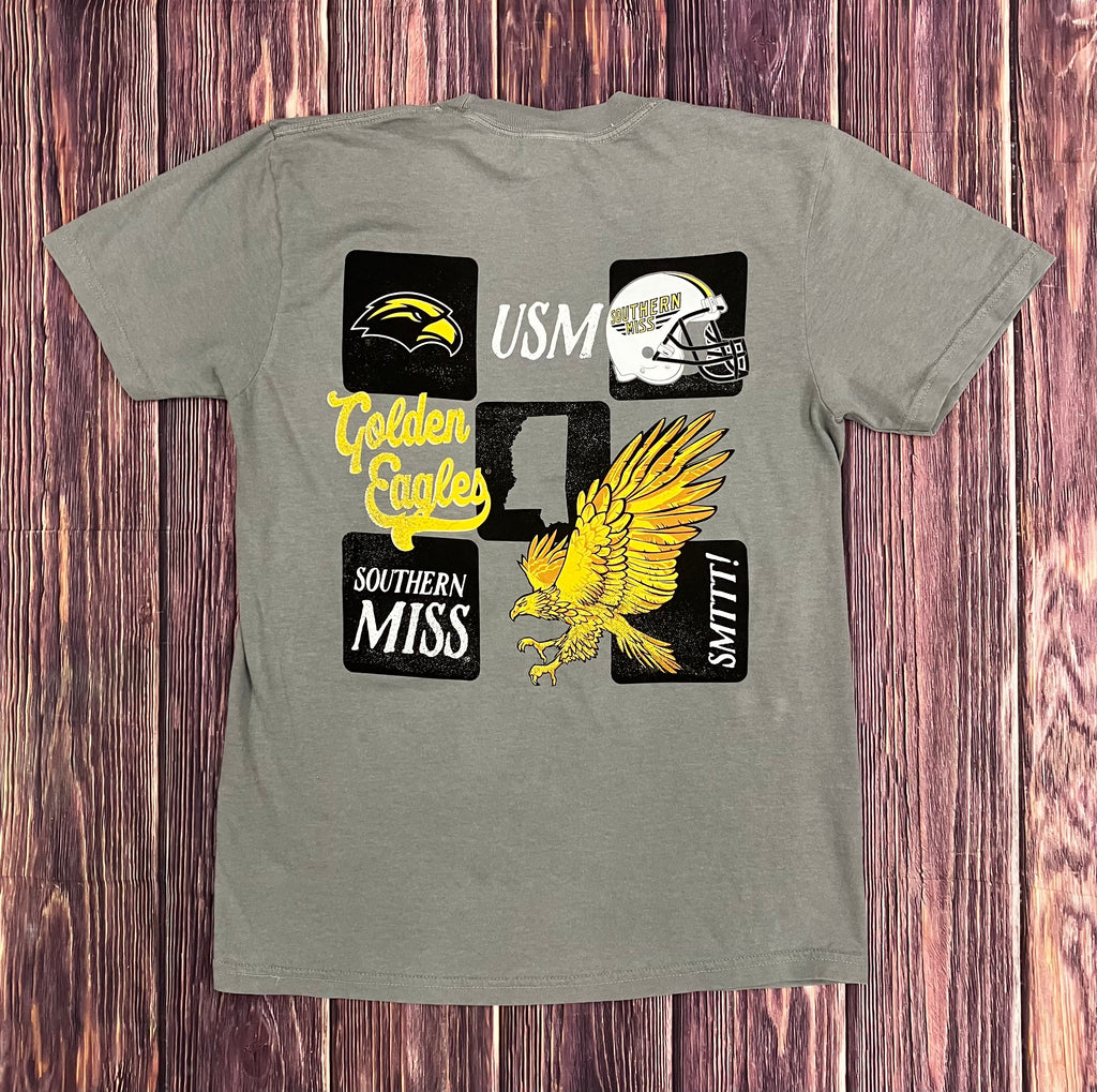 School Blocks Comfort Colors T-Shirt with Various USM Logos