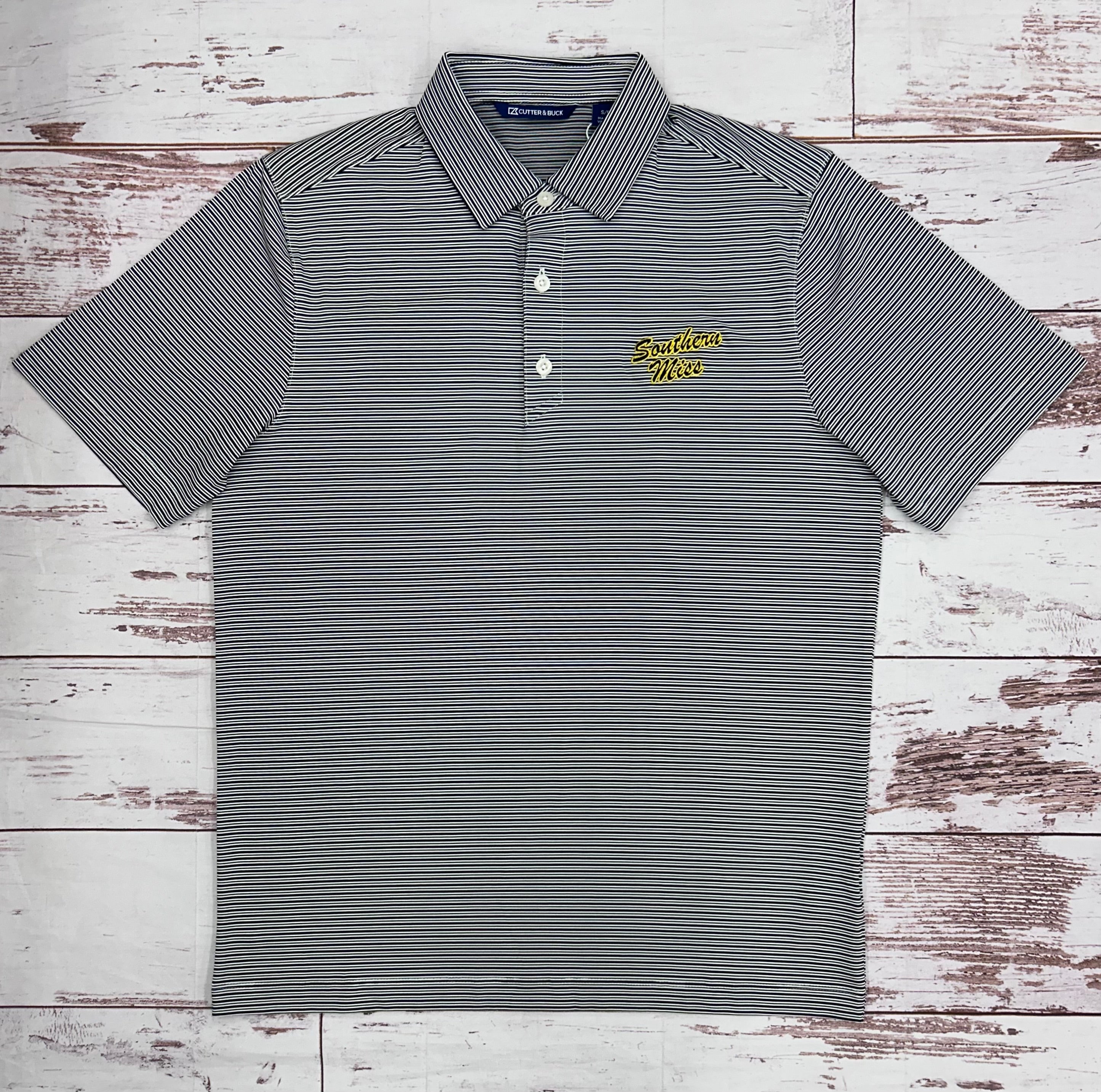 Cutter & Buck Men's Forge Eco Double Stripe Polo with Southern Miss Script