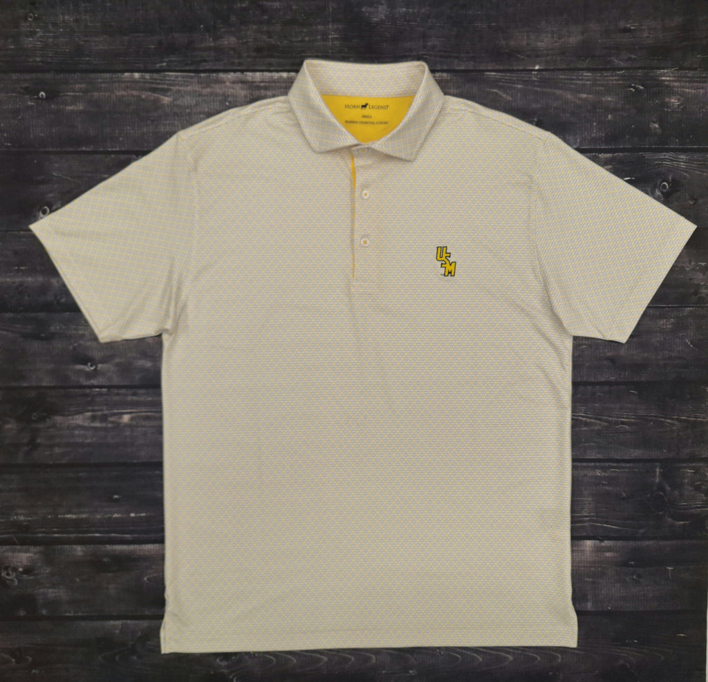 Horn Legend Polo Men's Baseball Pattern All Over Stacked USM Gold Bamboo Charcoal