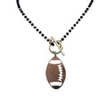 Necklace Beaded Black Toggle Clasp Football Stencil Gold