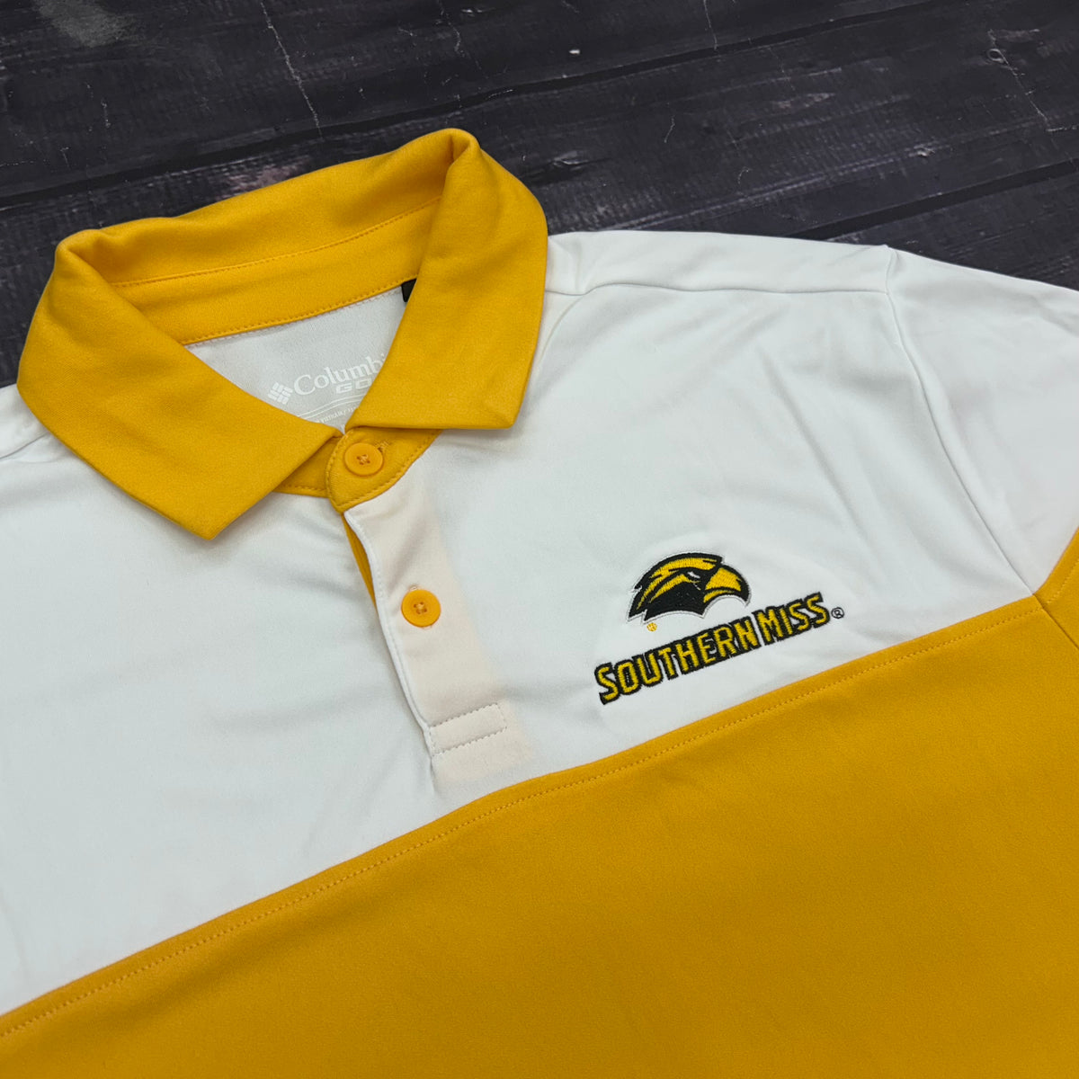 Columbia Men's Best Ball Striped Omni-Wick Polo with Eagle Head Southern Miss