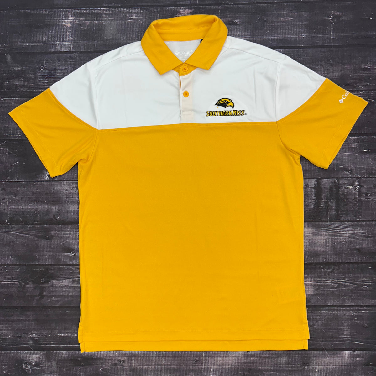 Columbia Men's Best Ball Striped Omni-Wick Polo with Eagle Head Southern Miss