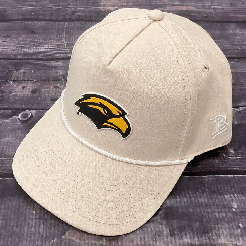 Branded Bills Baseball Cap with White Bill Rope and PVC Eagle Head Rubber Logo