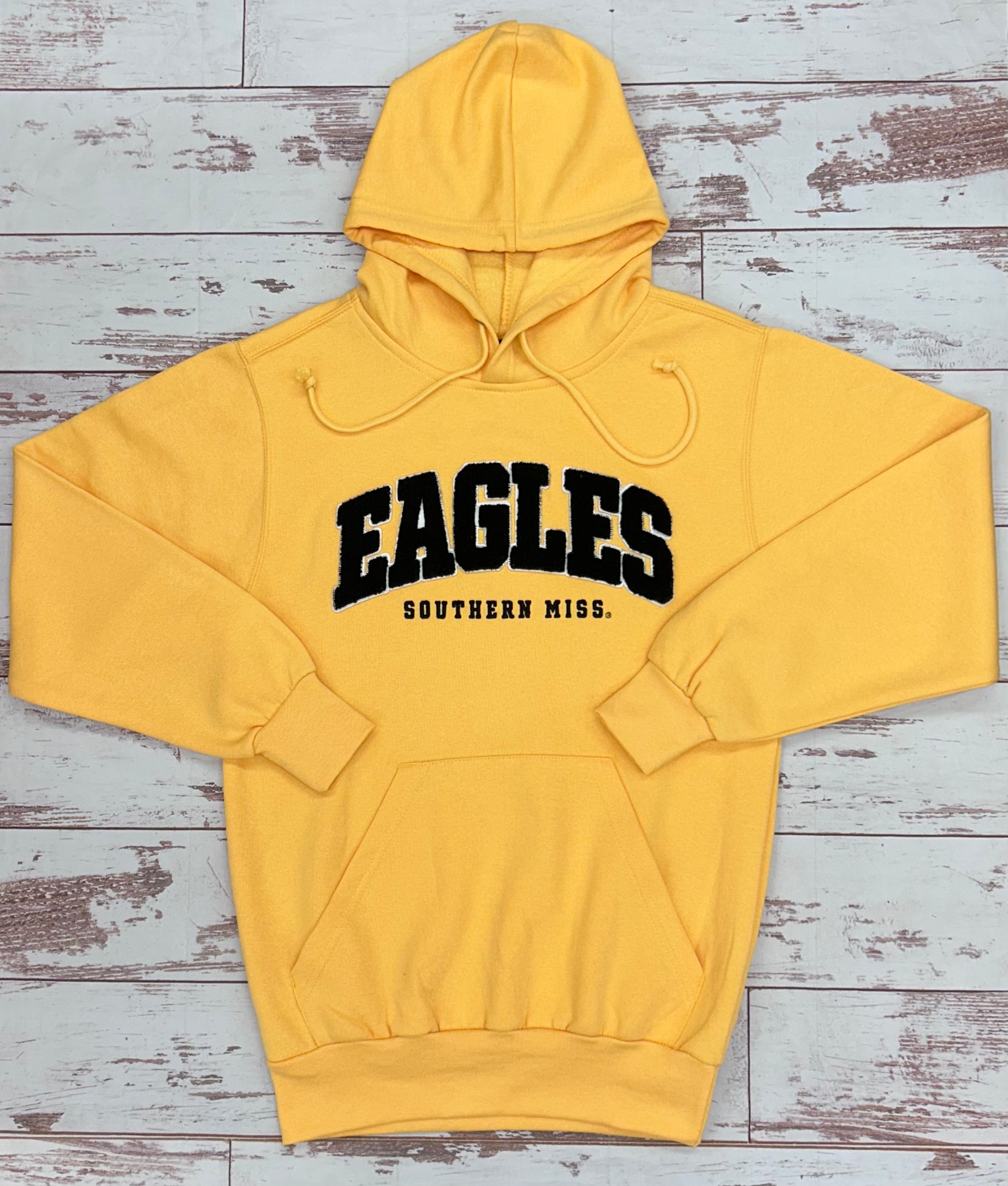 Fundamental Fleece Hoodie with Chenille Applique Patchwork Eagles