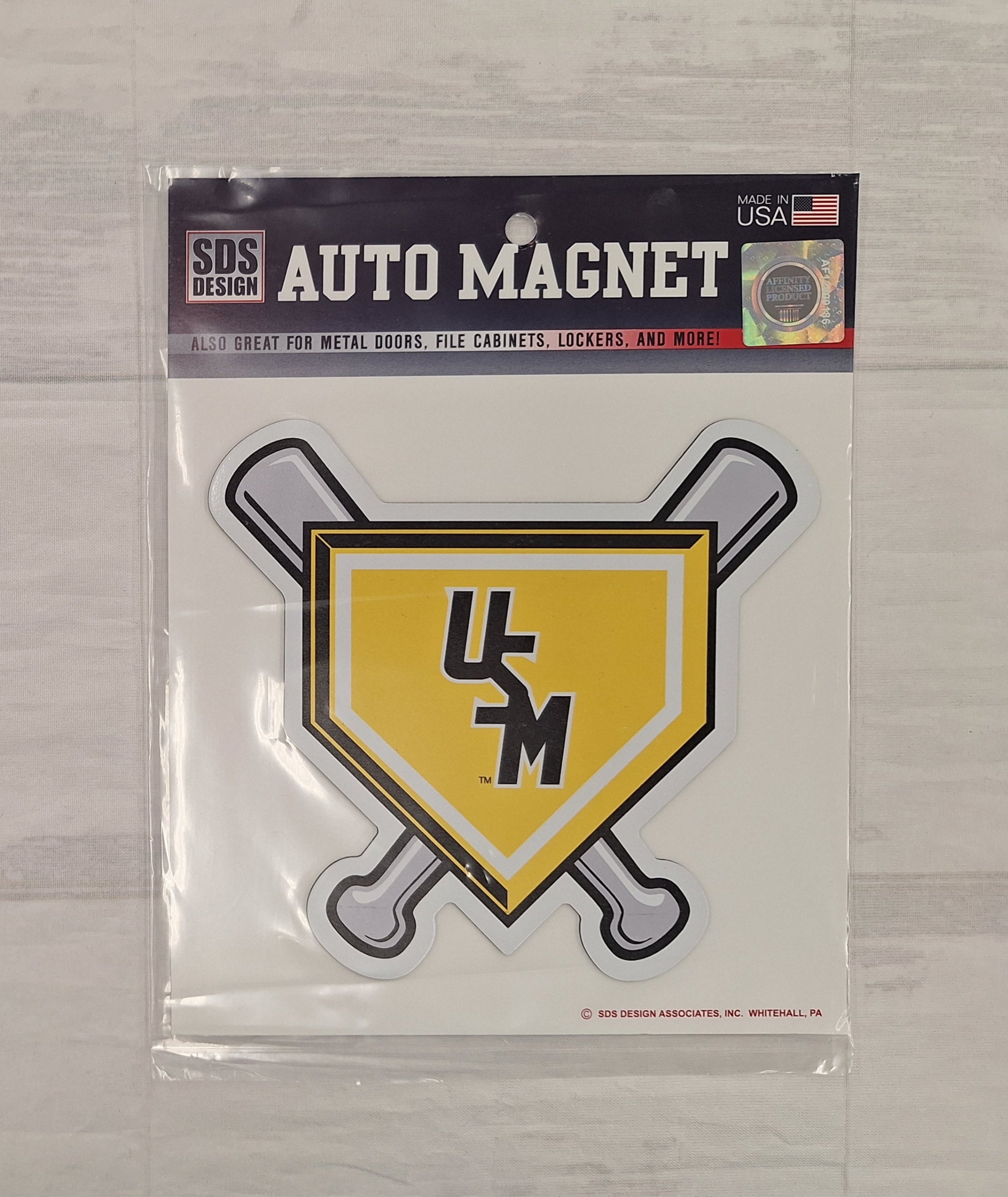 Auto Magnet 6" Baseball Crossed Bats with Stacked USM