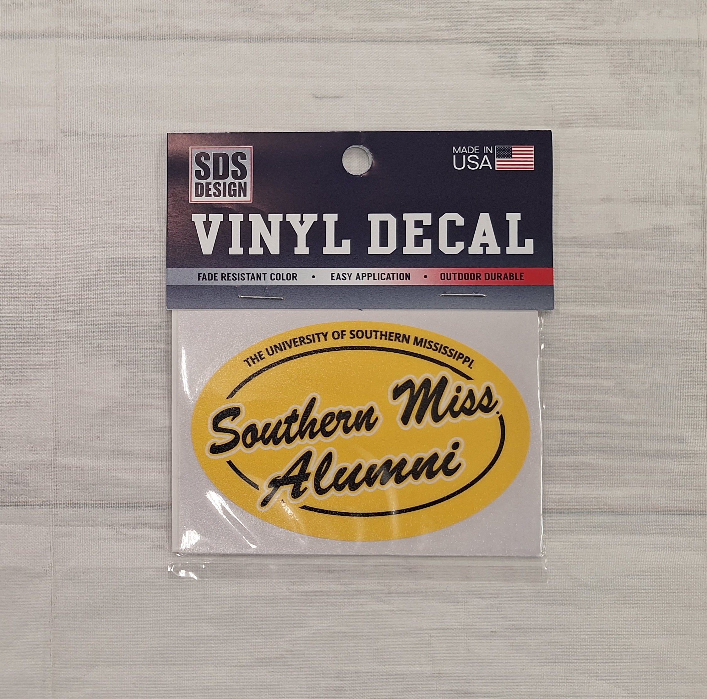 Auto Decal 3" Euro USM with Southern Miss Alumni Script