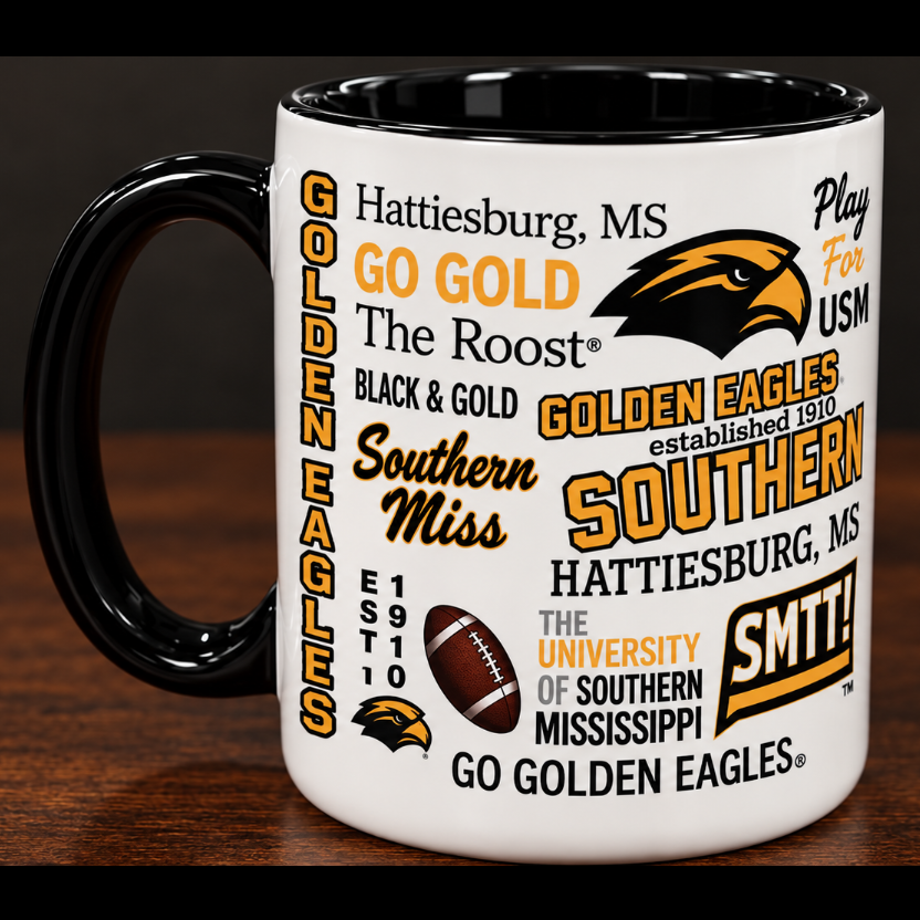 Campus Wrap Mug with Black Handle and Various Logos