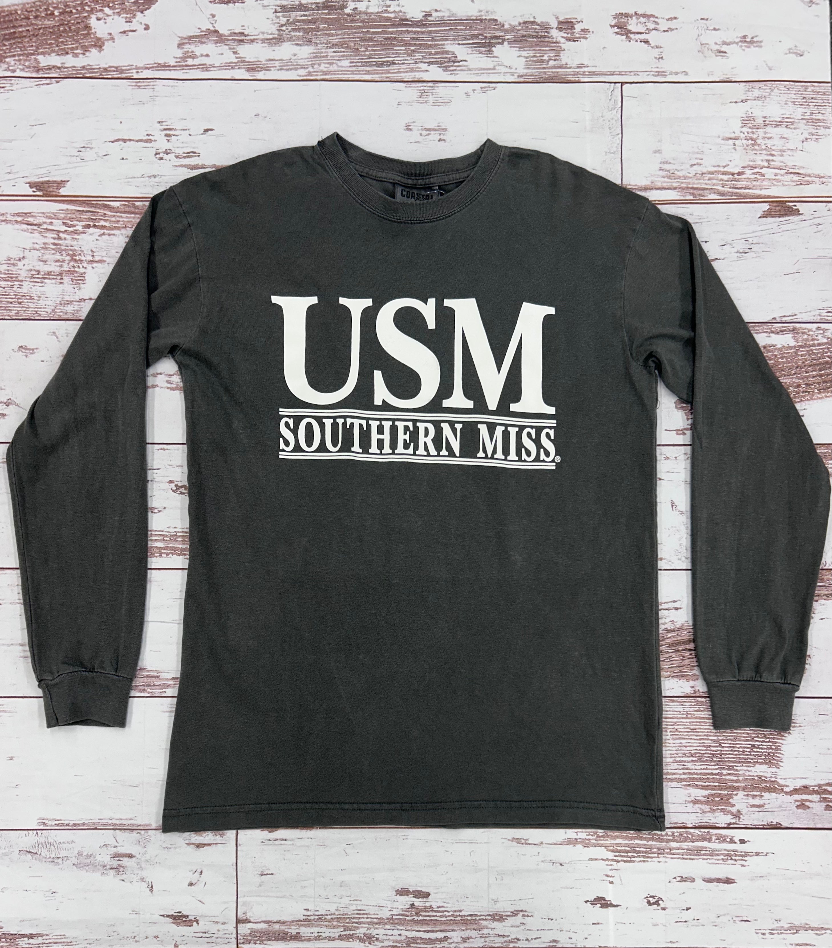 T-Shirt Long Sleeve Coastal Color University Of Southern Mississippi Bar Southern Miss Black Caviar