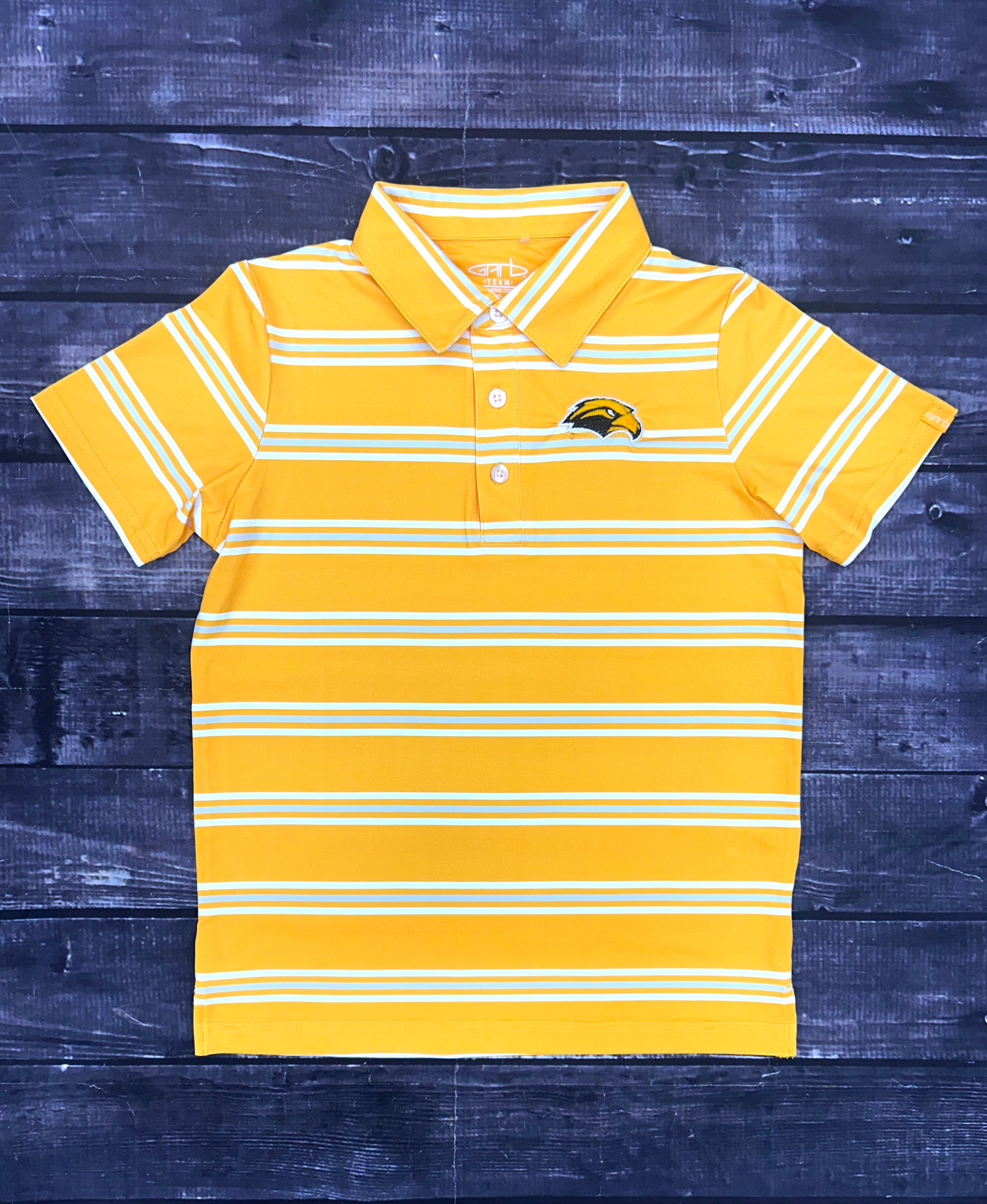 Youth Striped Kellan Polo with Eagle Head