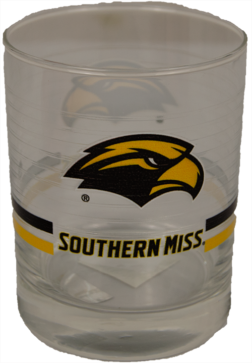 Double Old Fashion XD Ring Glass with Eagle Head Southern Miss Wordmark