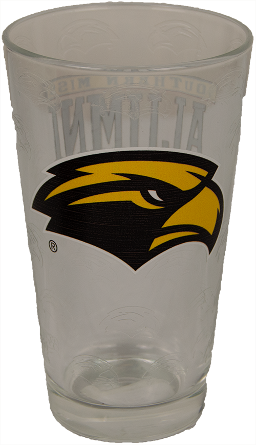 XD Pint Glass with Southern Miss Alumni Eagle Head