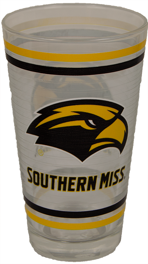 XD Ring Pint Glass with Eagle Head Southern Miss Wordmark