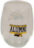 XD Stemless Wine Glass with Southern Miss Alumni Eagle Head