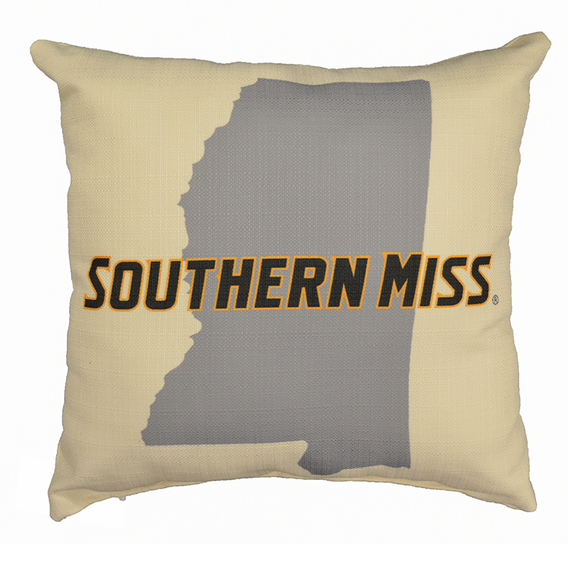 Pillow Linen Grey Mississippi Emblem