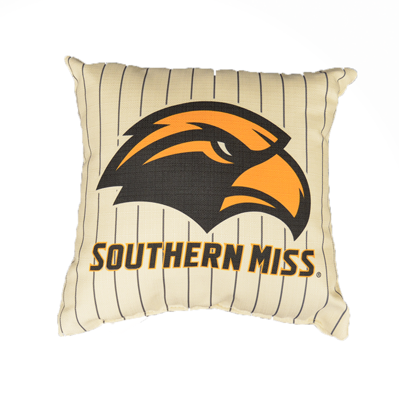Pillow Linen Eagle Head Southern Miss with black Pinstripes
