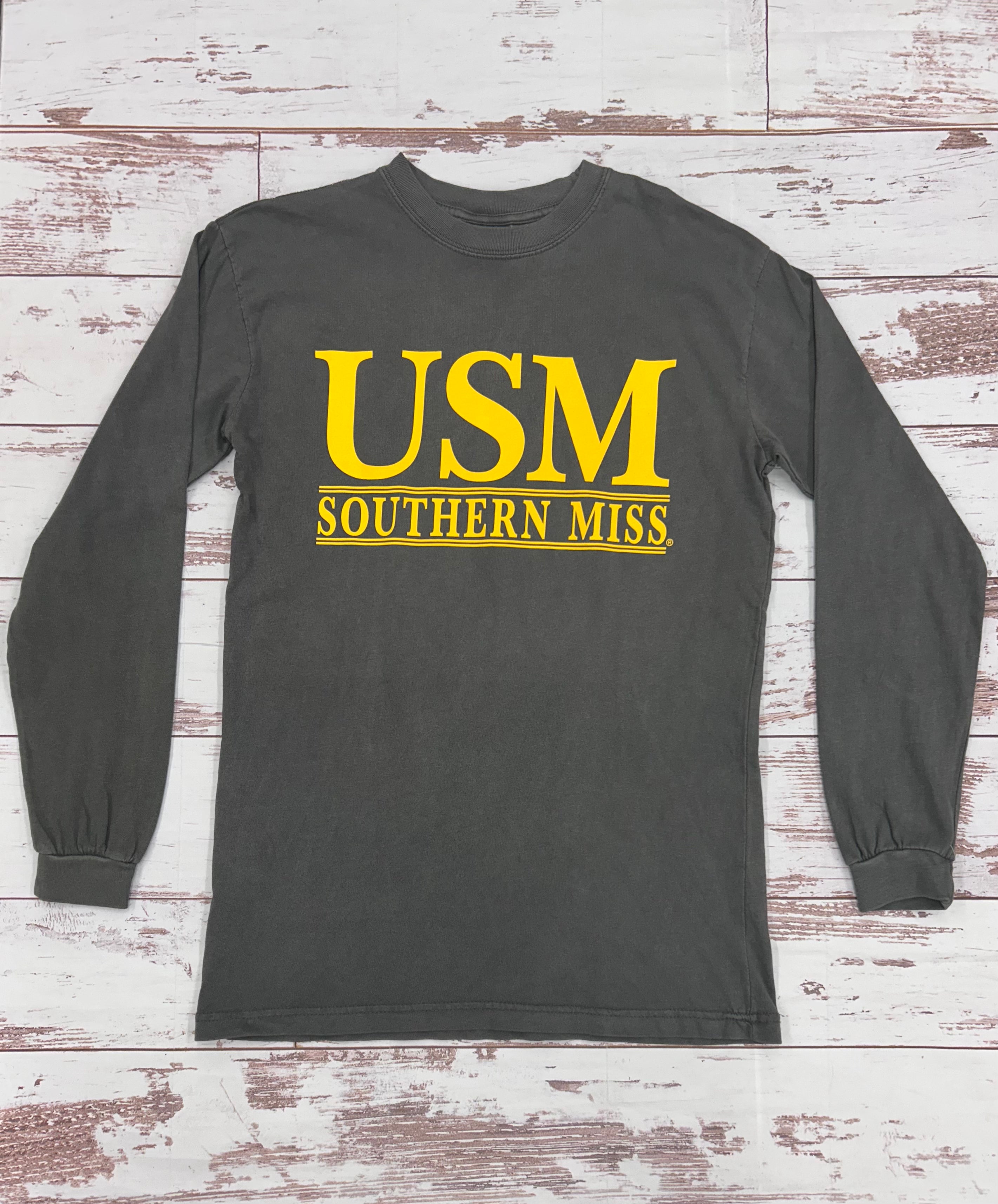 T-Shirt Long Sleeve University Of Southern Mississippi Bar Gold Black Caviar