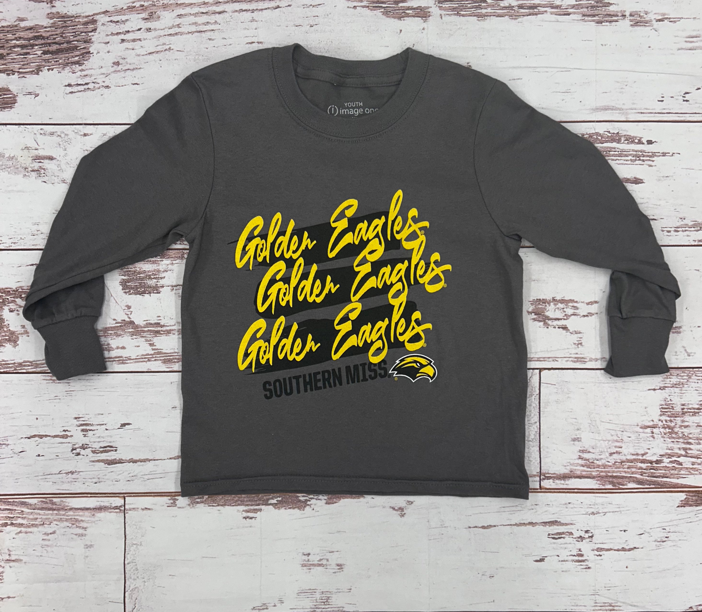 Youth Paint Streak Mascot Long Sleeve T-Shirt with Multiple Logos
