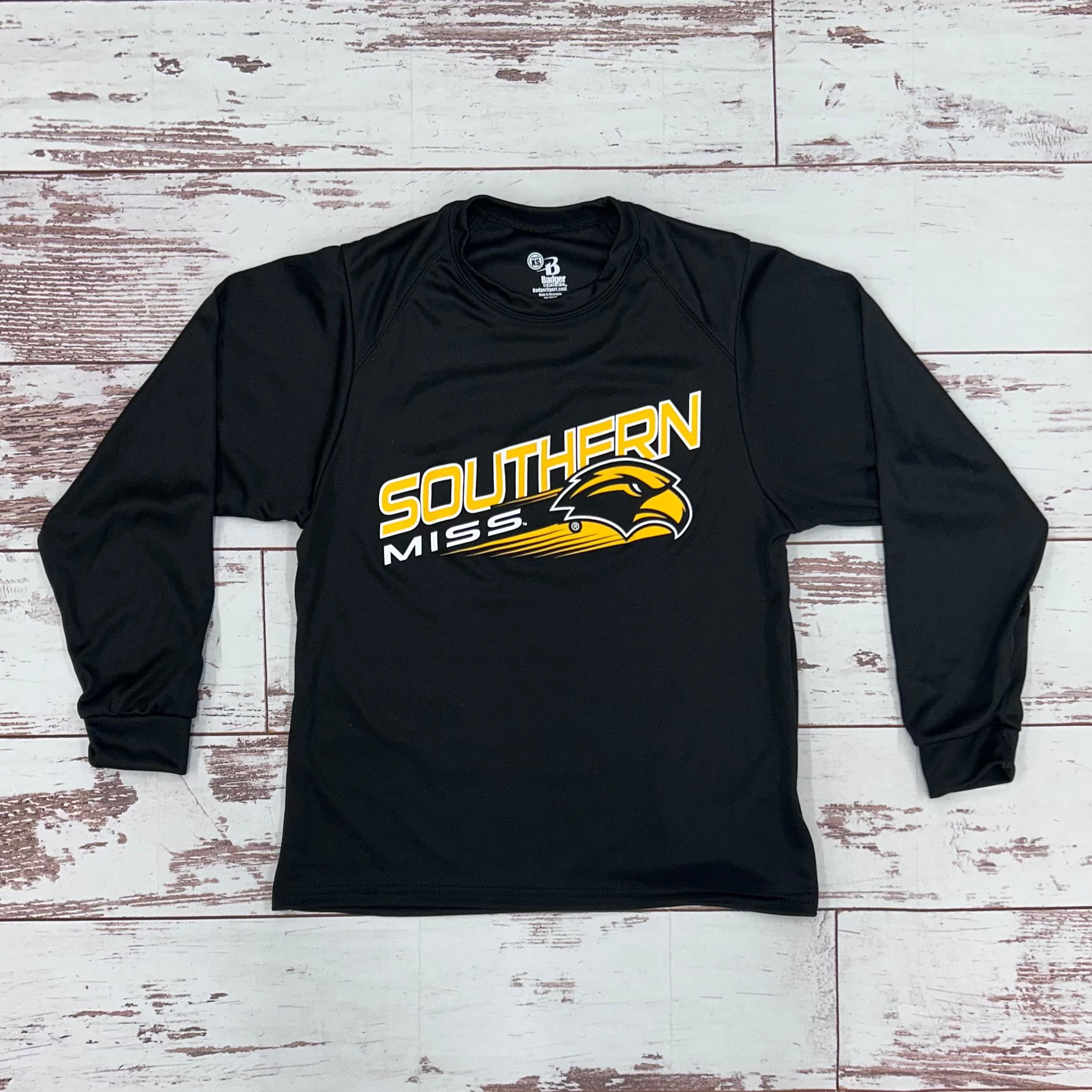 Youth B-Core Slant Long Sleeve T-Shirt with Southern Miss Eagle Head