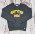 Fleece Crewneck Sweatshirt with Embroidered Southern Miss Arch Patches