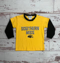 Toddler T-Shirt Long Sleeve Southern Miss Eagle Head Black Silver