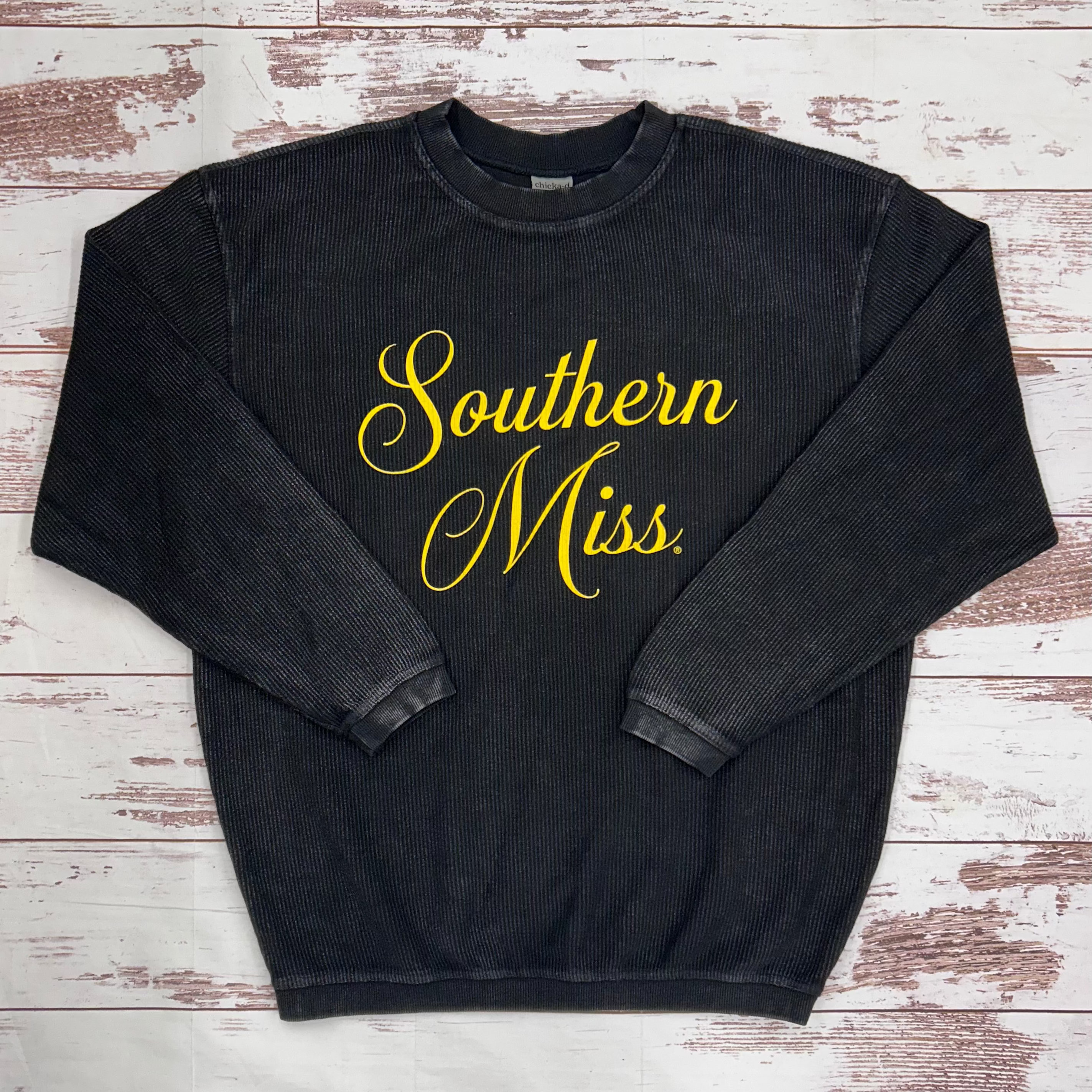 The Original Corded Crewneck Sweatshirt with Script Southern Miss