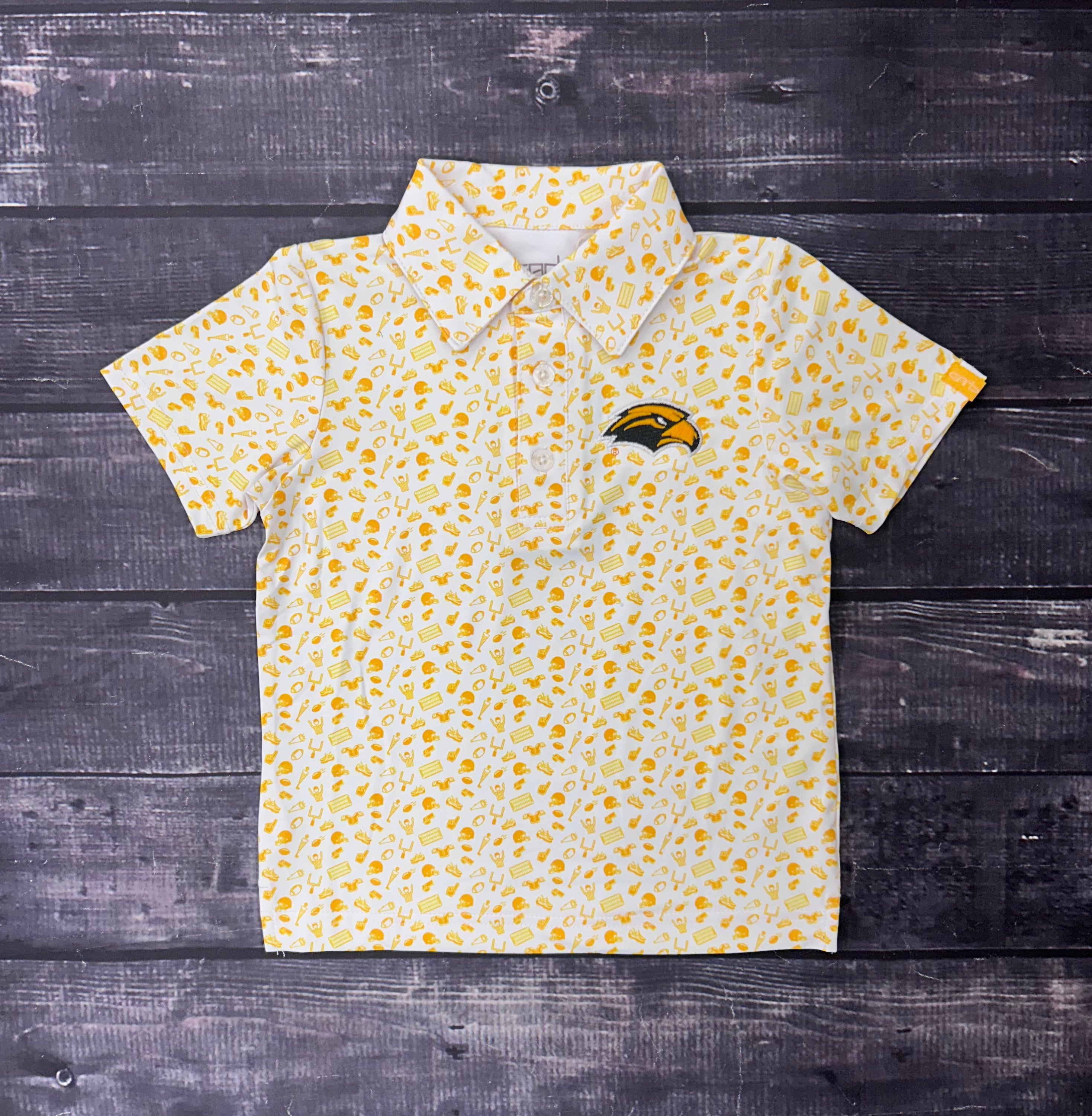 Toddler Tom Polo with Football Pattern and Eagle Head