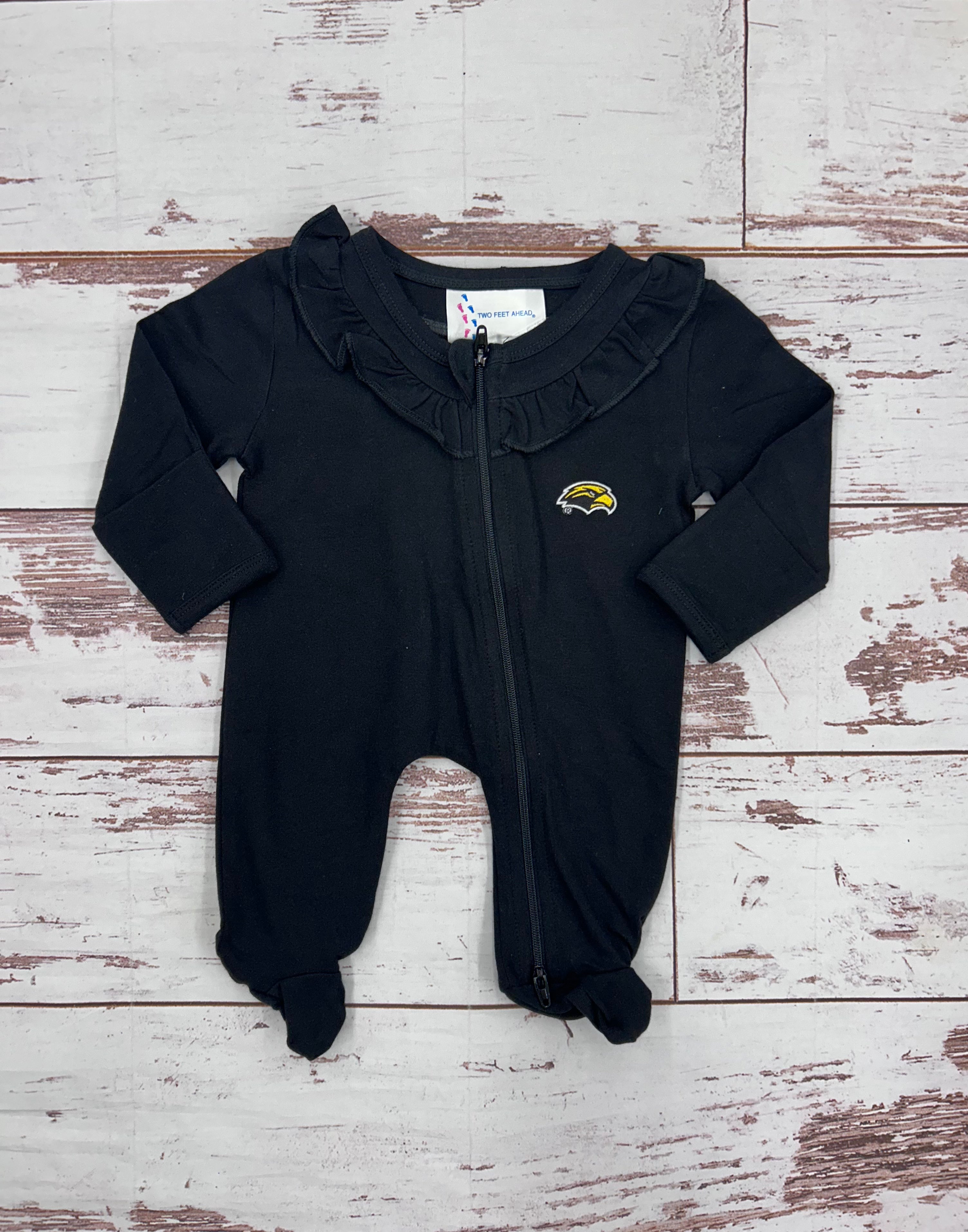 Atlanta Hosiery Co Baby Onesie Footed Ruffle with Eagle Head