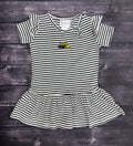 Toddler Dress Keyhole with Snap Shoulder Bottom Ruffle Eagle Head Stripe White