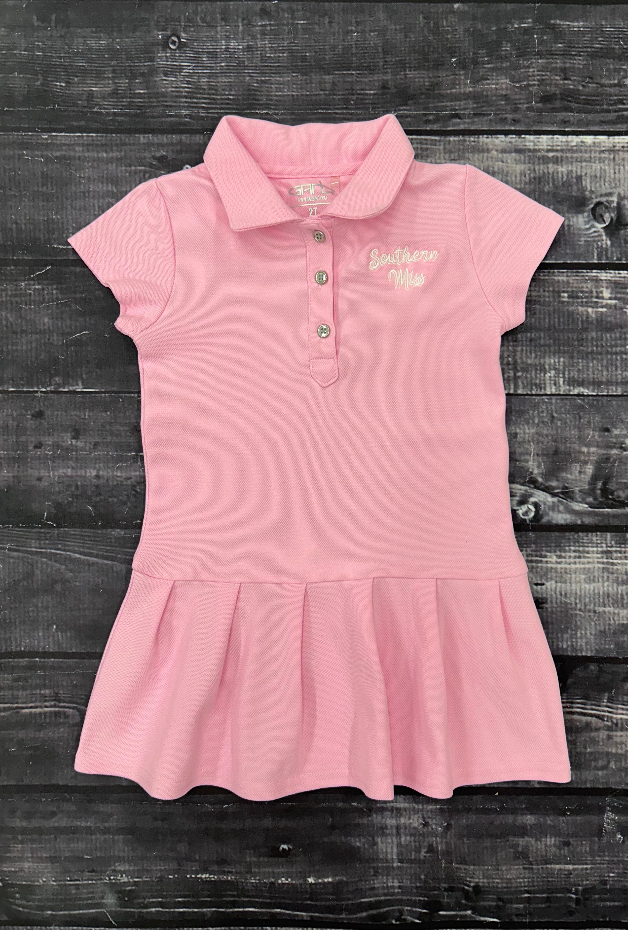 Toddler Girls Polo Dress Caroline Left Chest Southern Miss Script