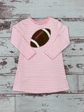Toddler T-Shirt Dress Long Sleeve Stirped Football Embroidery