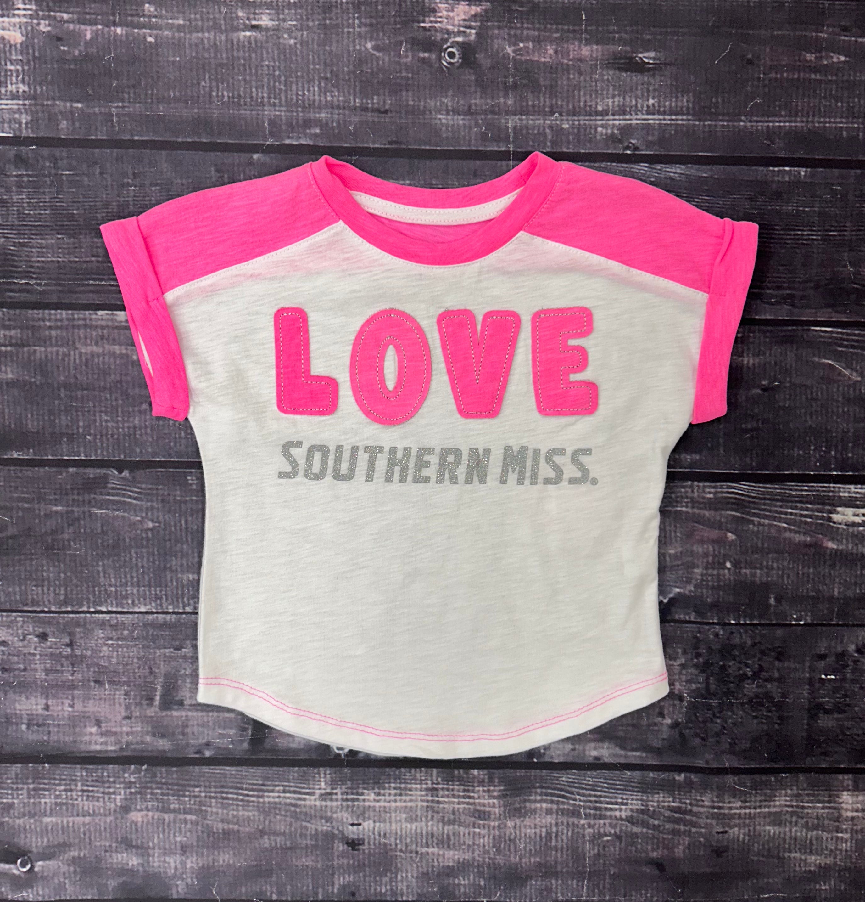 Toddler Girls T-Shirt Laughter Love Southern Miss Glitter