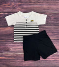 Atlanta Hosiery Co Baby Henley Gradient Stripe Shirts with Eagle Head Two Piece Set