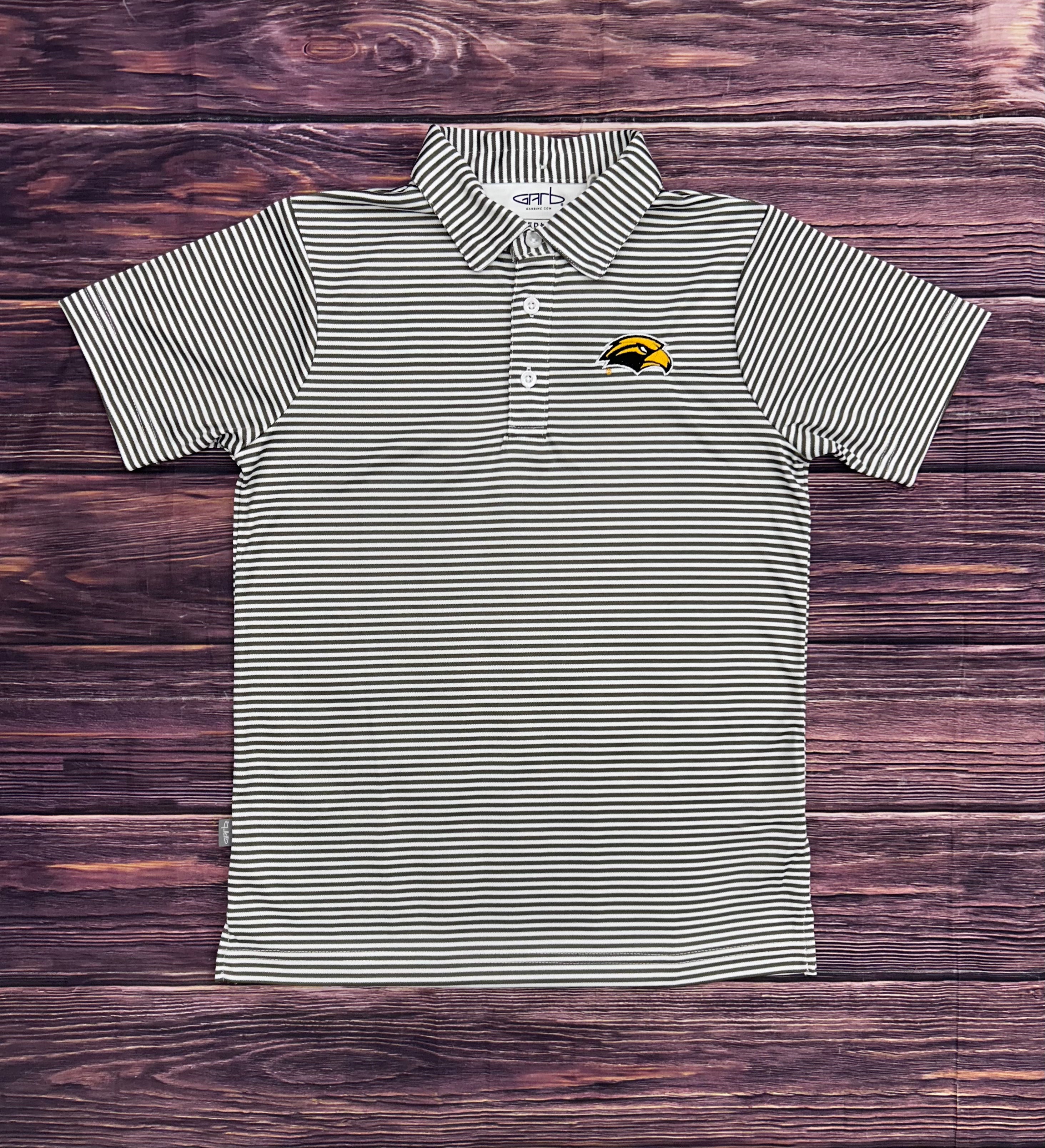 Youth Carson Poly Stripe Polo with Eagle Head