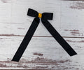 Grosgrain Hair Bow with Gold Knot and Black Streamers