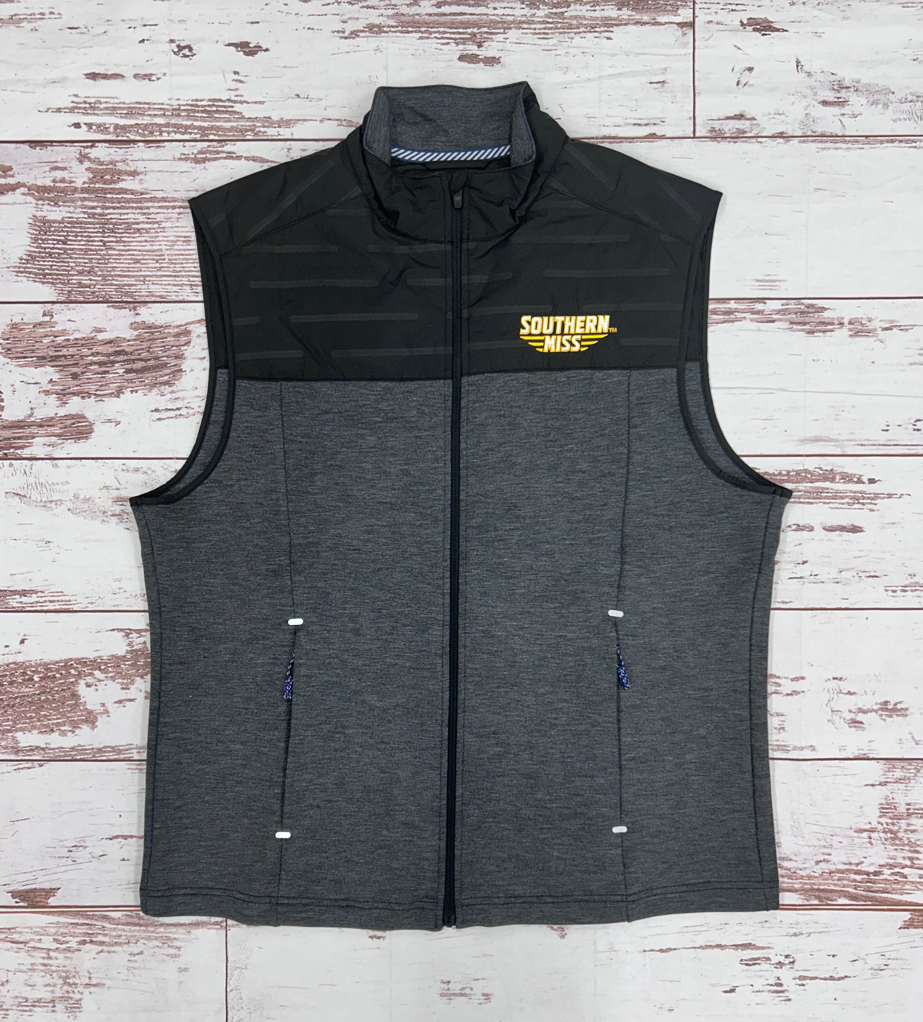 Southern Tide Men's Coligny Quilted Full Zip Vest with Southern Miss Bars