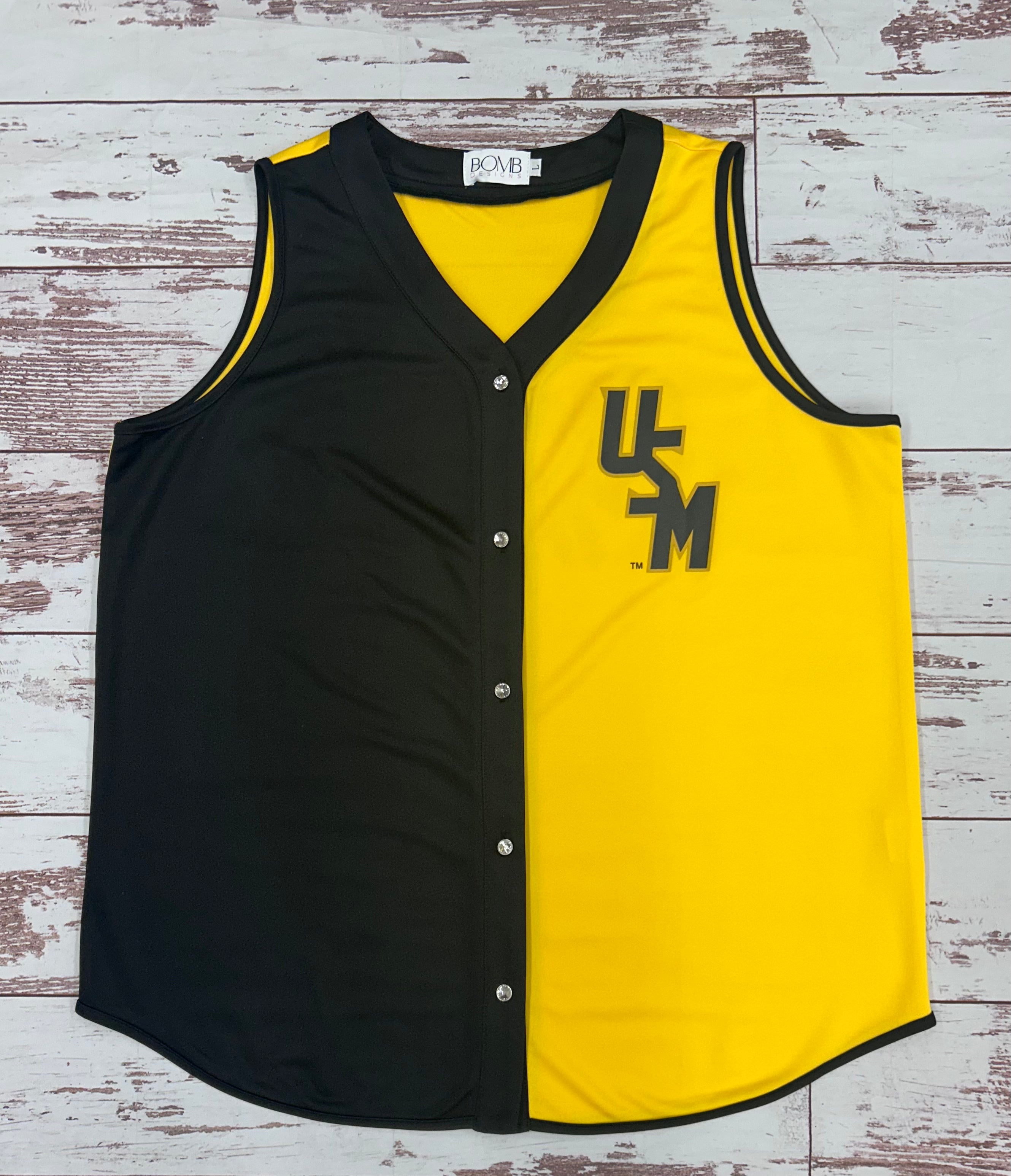 Women's Two-Tone Studded Jersey Tanktop with Stacked USM