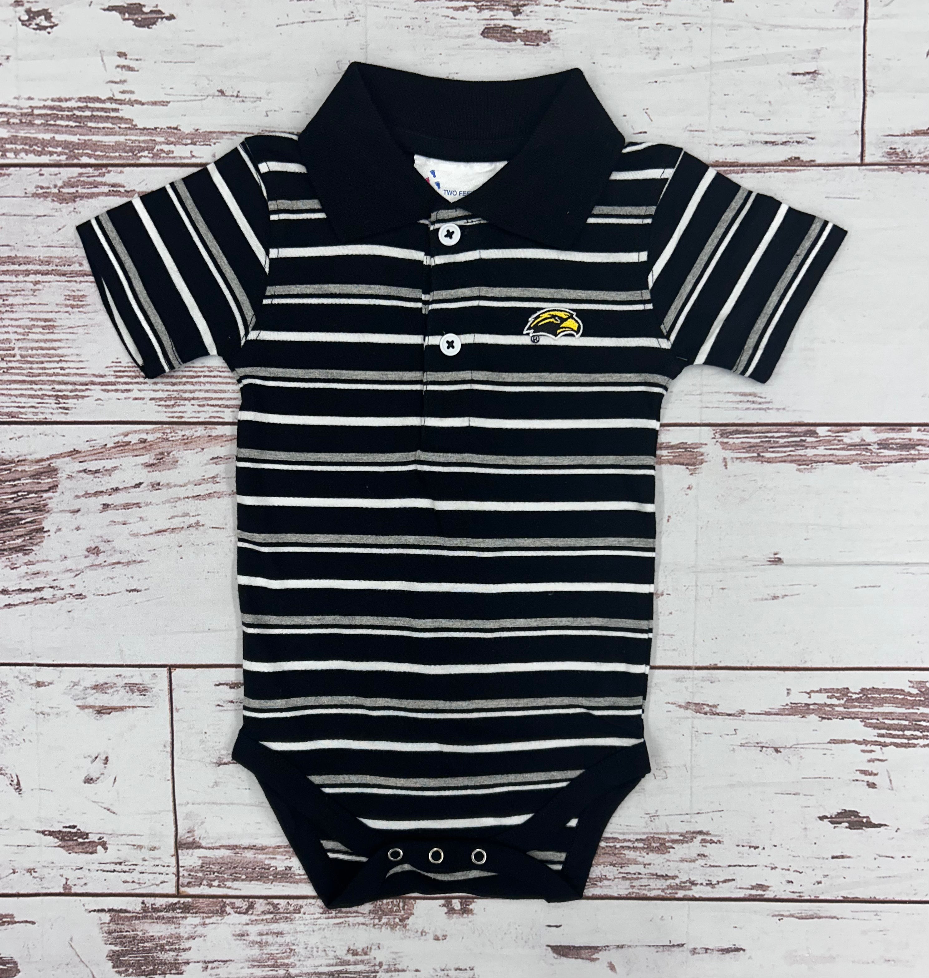Baby Multistripe Creeper Polo Onesie with Eagle Head