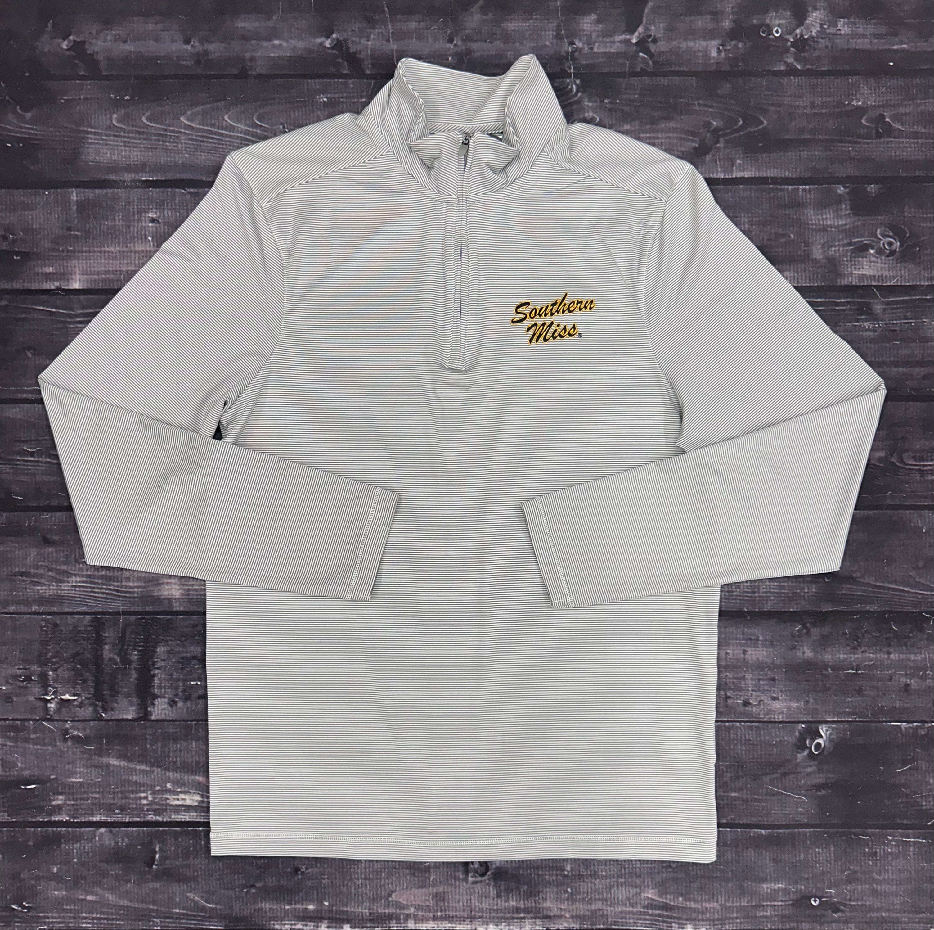 Antigua Men’s Twine Pinstripe Pullover with Southern Miss Script