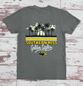Palm Color Stripes Short Sleeve T-Shirt with Multiple Logos