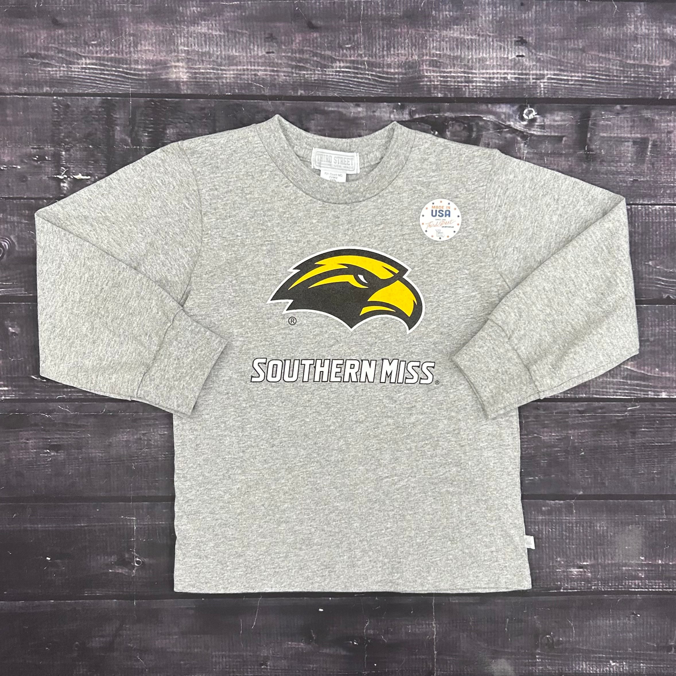 Youth Long Sleeve T-Shirt with Eagle Head Southern Miss