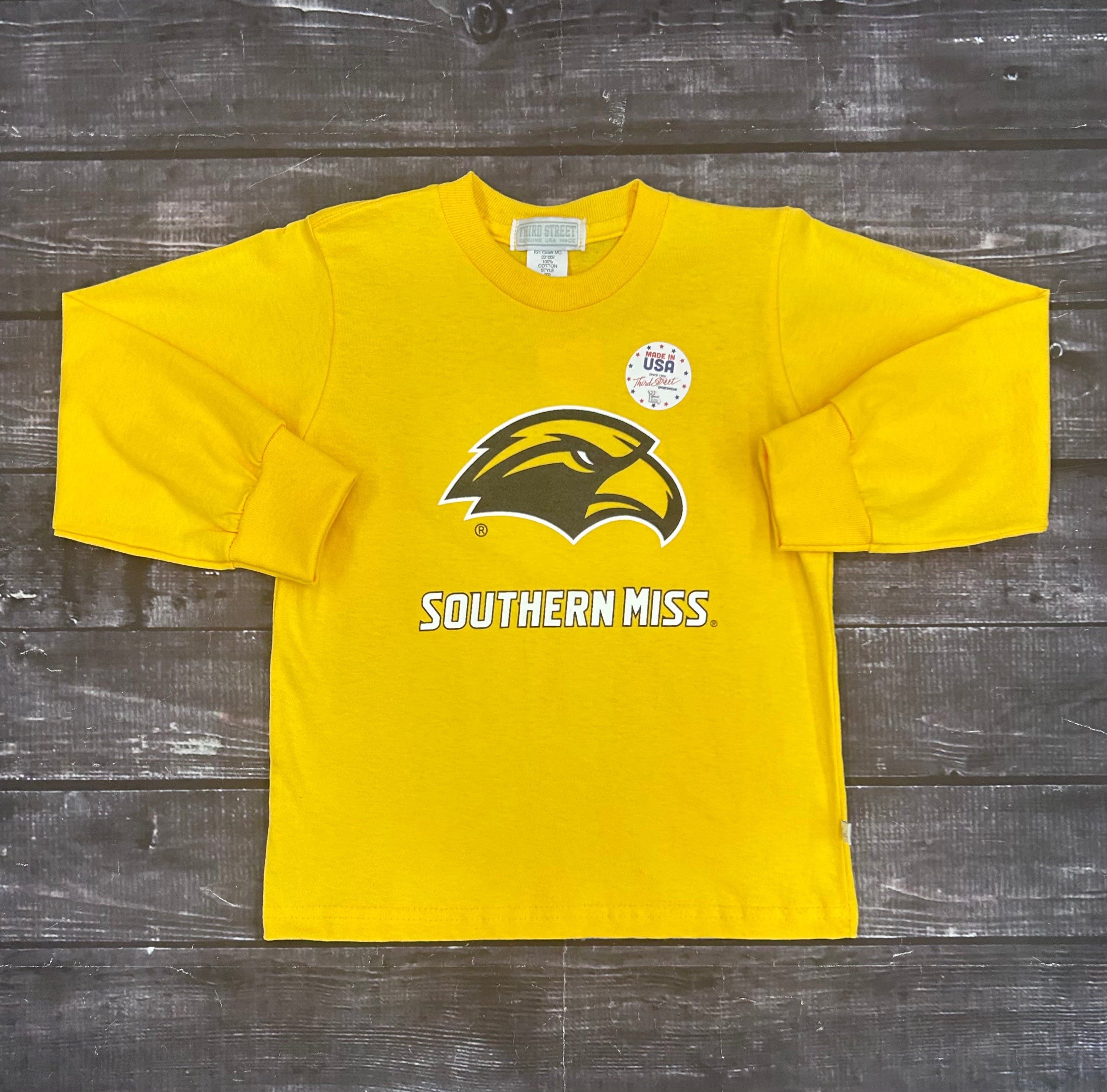 Youth Long Sleeve T-Shirt with Eagle Head Southern Miss