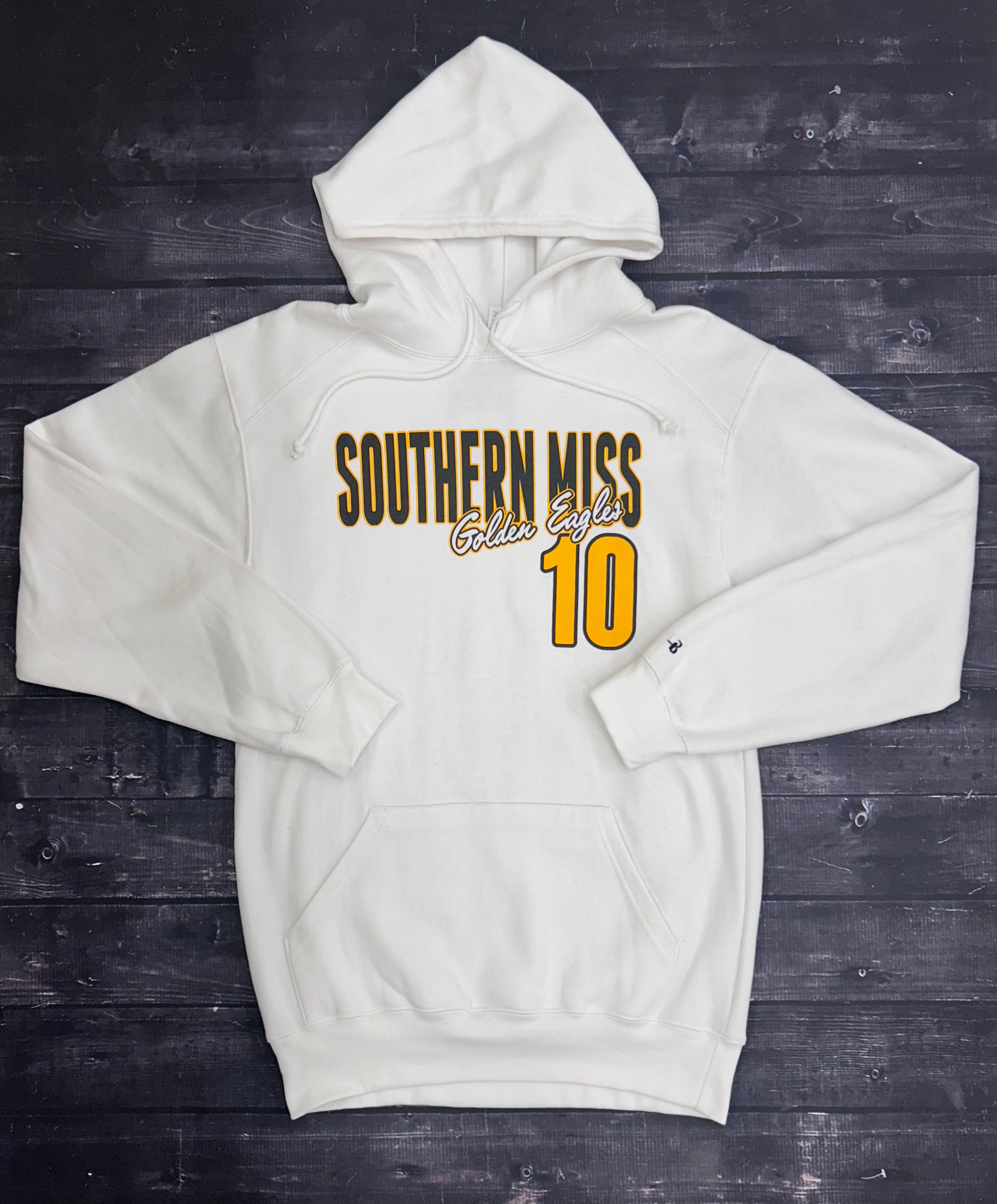 Hooded Sweatshirt with Southern Miss Golden Eagles Script 10