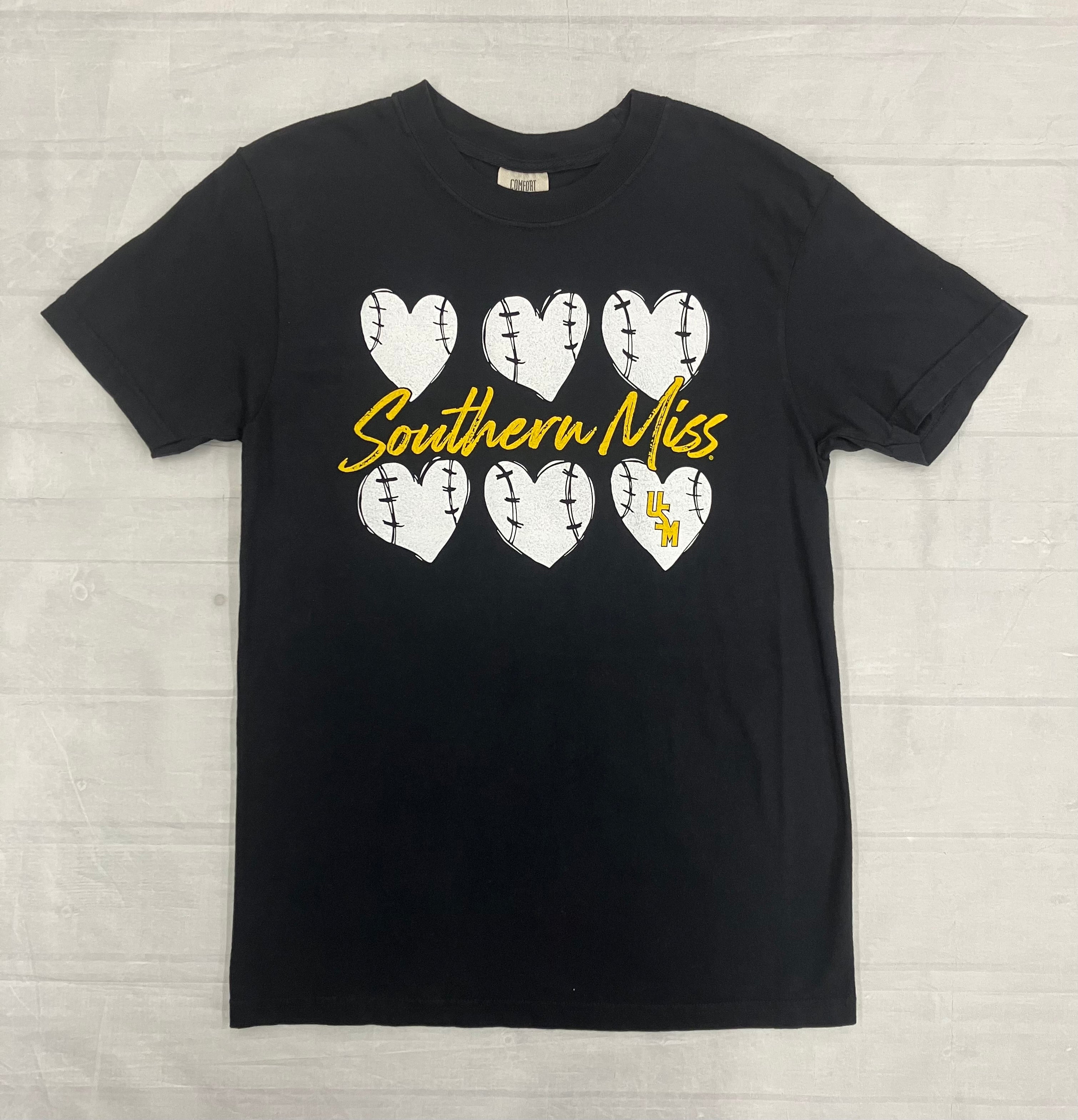 T-Shirt Short Sleeve Baseball Love with Six Baseball Hearts