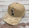 Cap Baseball Bill Rope White with Rubber Stacked USM Black White Logo
