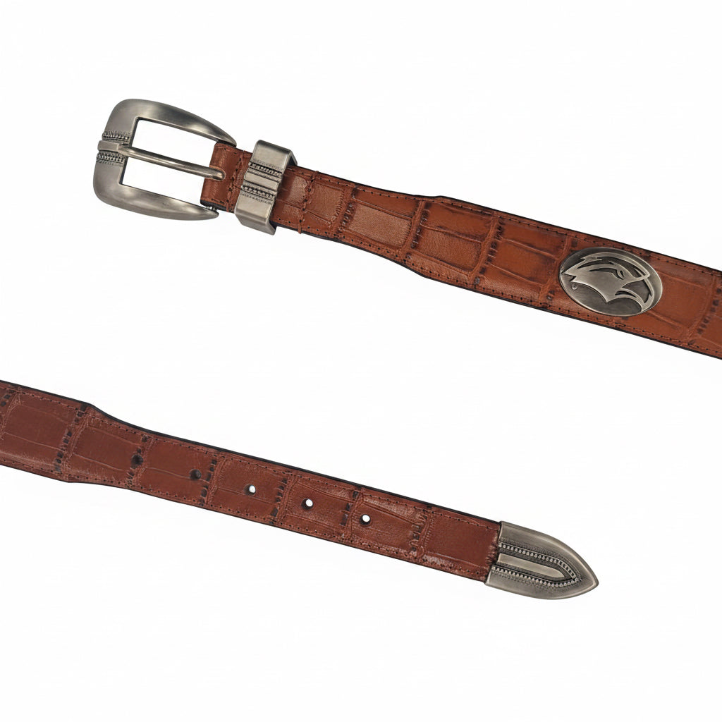 Eagle Head Concho Crocodile Leather Belt
