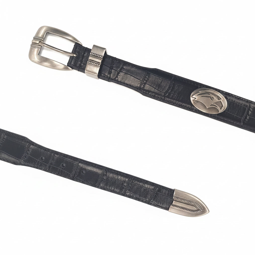 Eagle Head Concho Crocodile Leather Belt