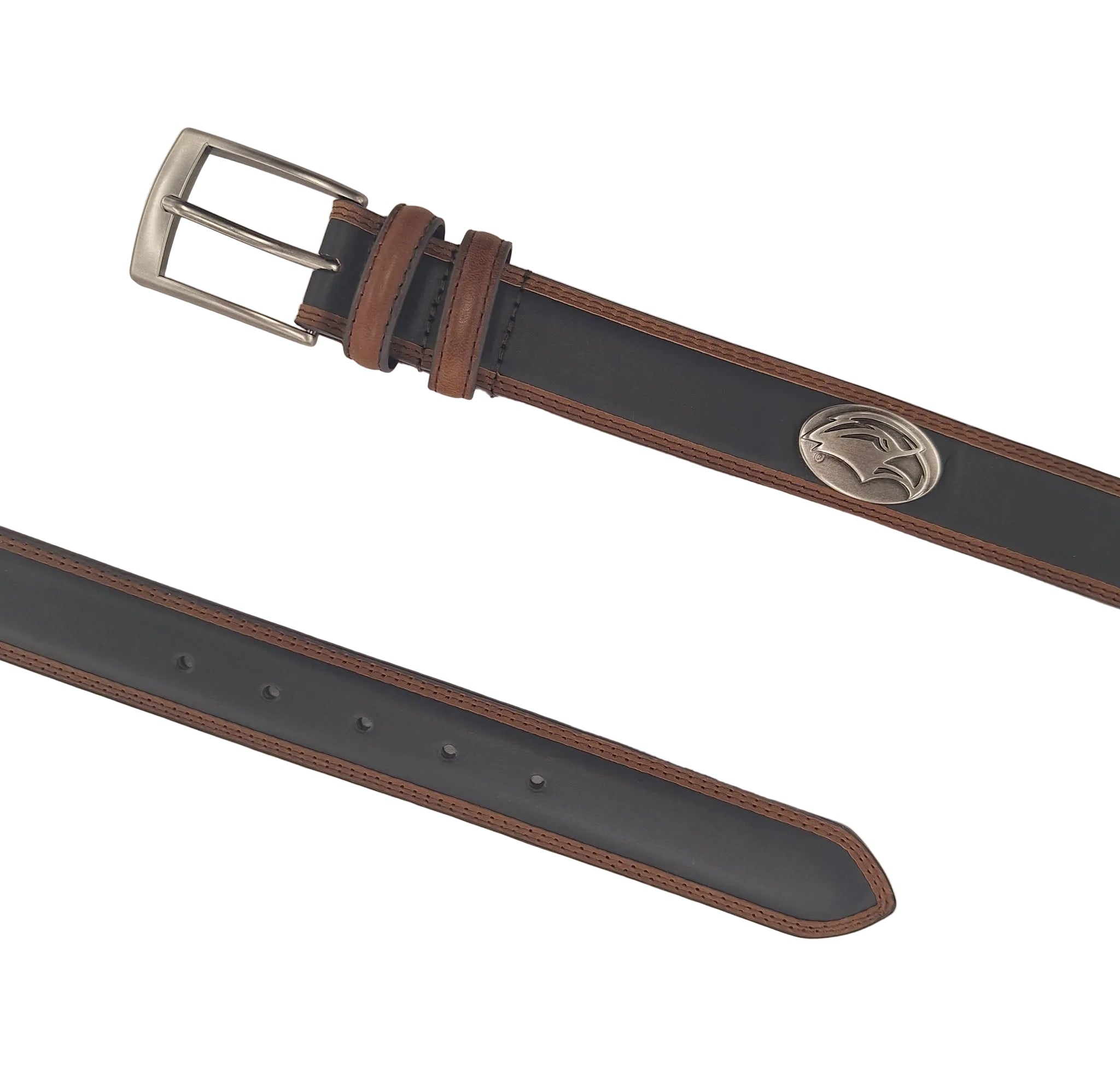 Eagle Head Concho Leather Two-Tone Belt