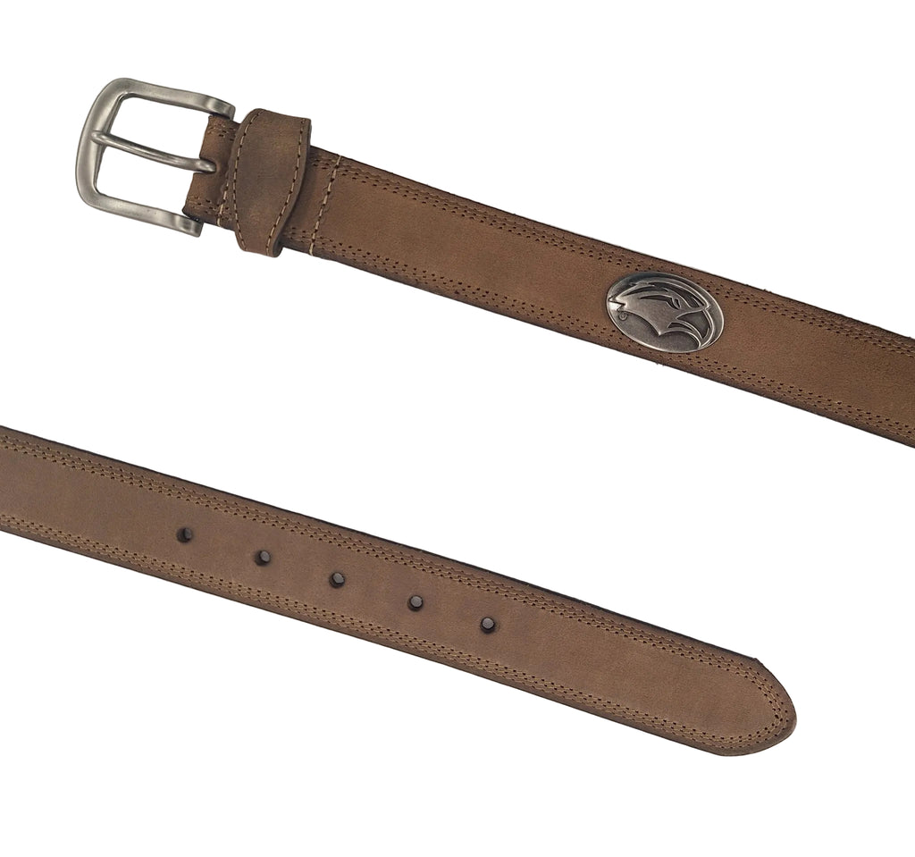 Eagle Head Concho Crazy Horse Leather Belt